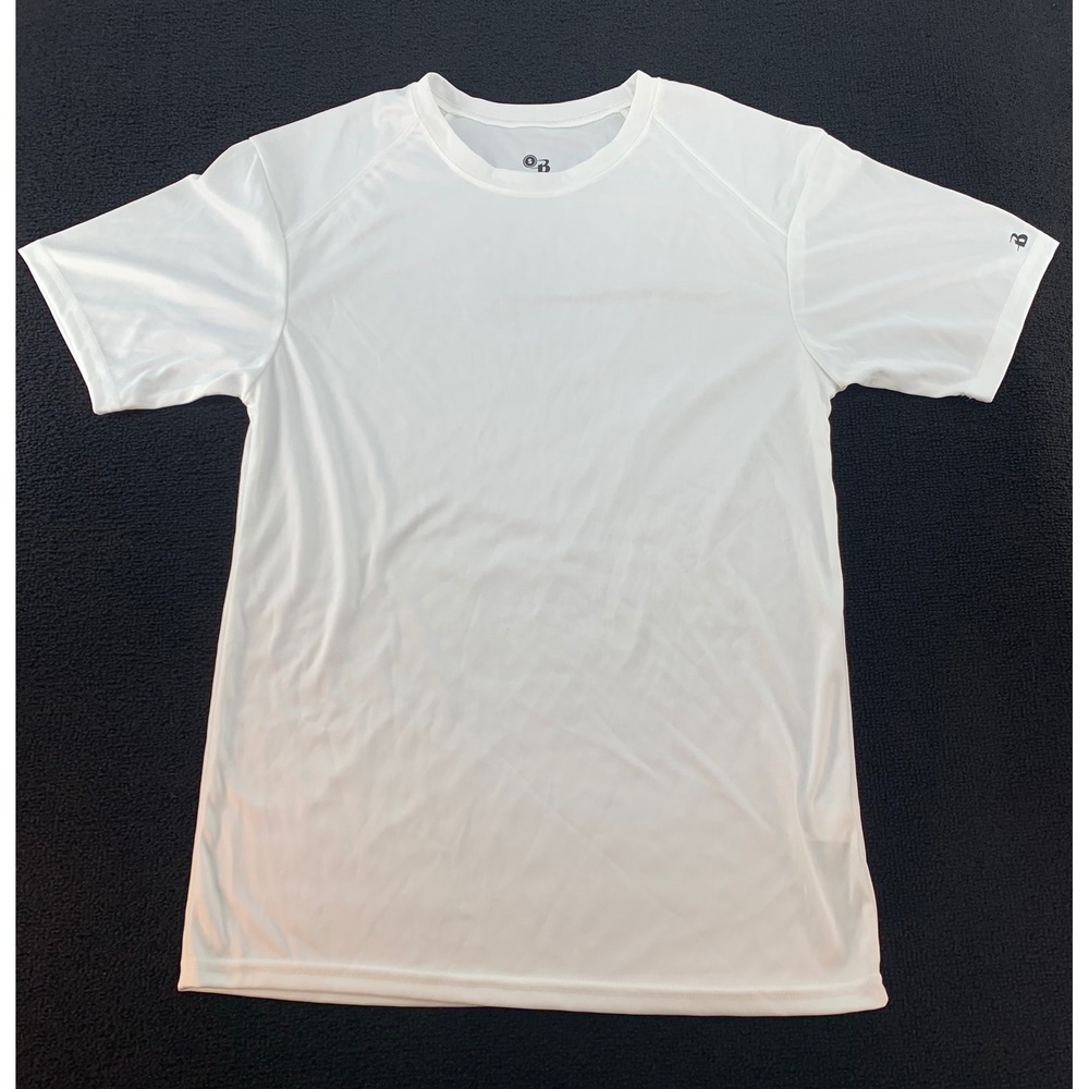 Badger Sport White Athletic T Shirt Short Sleeve Crew Neck Perform Top Size S‎